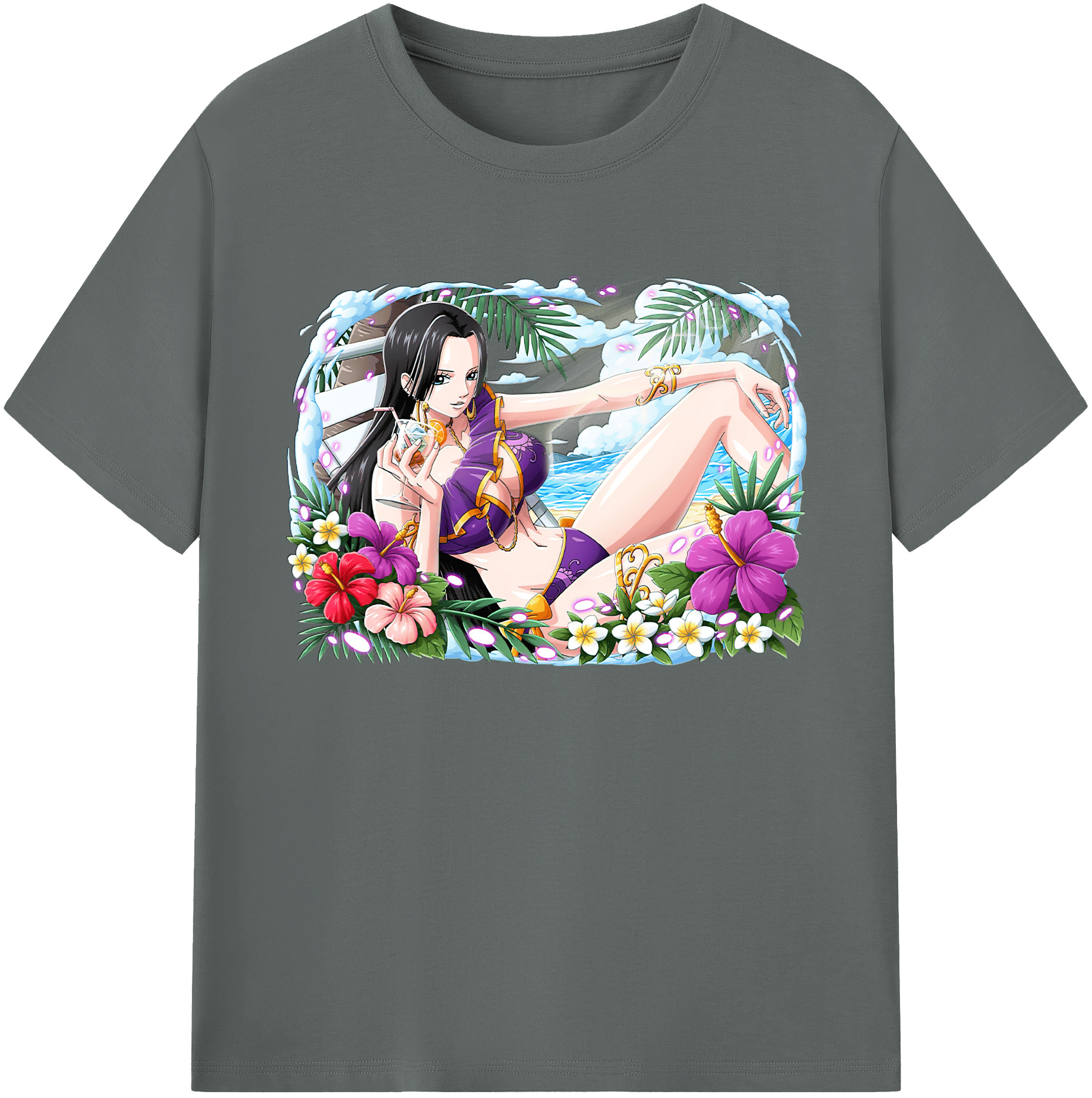 ワンピース ボア・ハンコック ONE PIECE Boa·Hancock 綿100％ メンズ半袖Tシャツ｜肌触りやわらか＆通気性